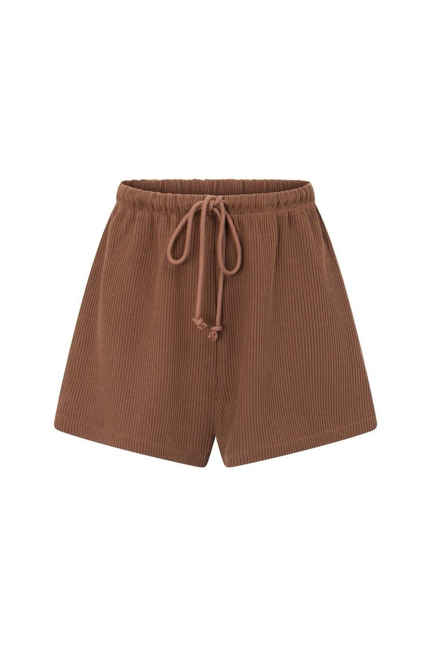 SABO Women’s Shorts Chocolate Knit High Waist Medium